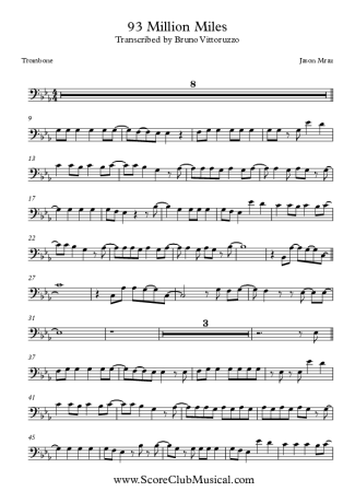 Jason Mraz  score for Trombone