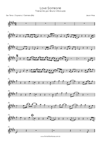 Jason Mraz Love Someone score for Tenor Saxophone Soprano (Bb)