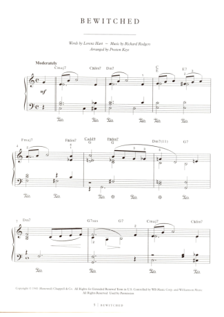 Jazz Standard Bewitched score for Piano