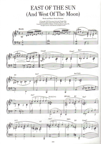 Jazz Standard East Of The Sun score for Piano