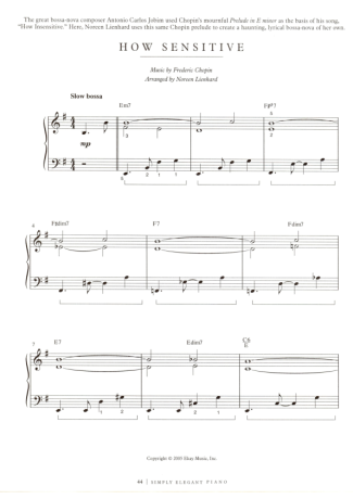 Jazz Standard How Sensitive score for Piano