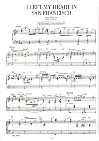 Jazz Standard I Left My Heart In San Francisco score for Piano