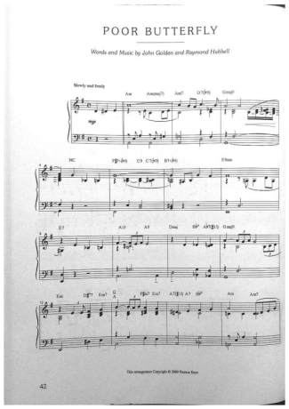 Jazz Standard Poor Butterfly score for Piano