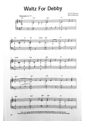 Jazz Standard Waltz For Debby score for Piano