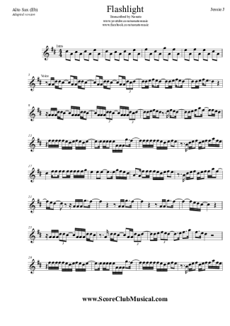 Jessie J. Flashlight score for Alto Saxophone