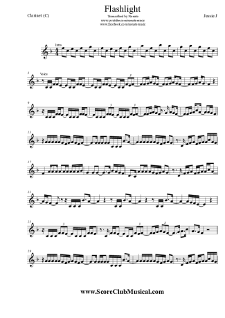 Jessie J. Flashlight score for Clarinet (C)