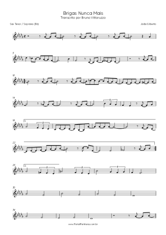João Gilberto Brigas Nunca Mais score for Tenor Saxophone Soprano (Bb)