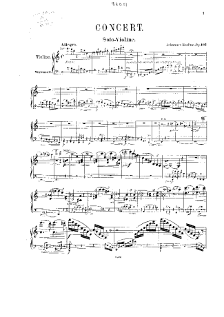 Johannes Brahms  score for Violin
