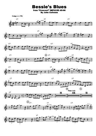John Coltrane Bessie´s Blues score for Keyboard