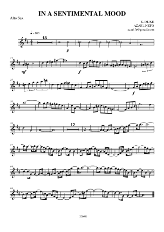 John Coltrane In a Sentimental Mood score for Alto Saxophone