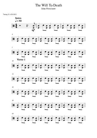 John Frusciante The Will To Death score for Drums