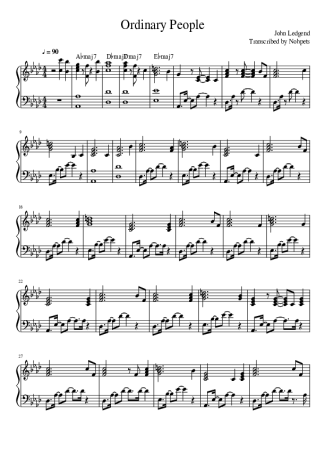 John Legend Ordinary People (Ab) score for Piano