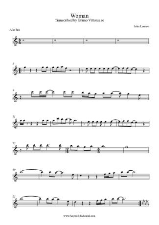 John Lennon  score for Alto Saxophone