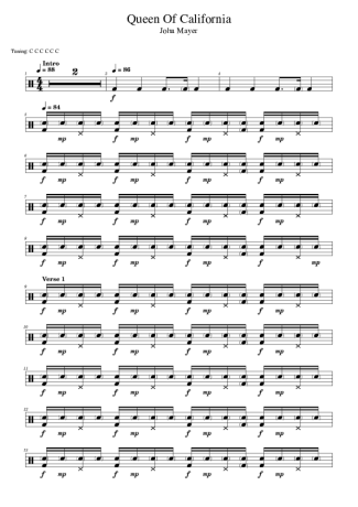 John Mayer  score for Drums