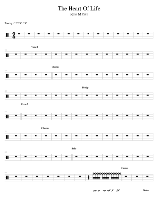 John Mayer The Heart Of Life score for Drums