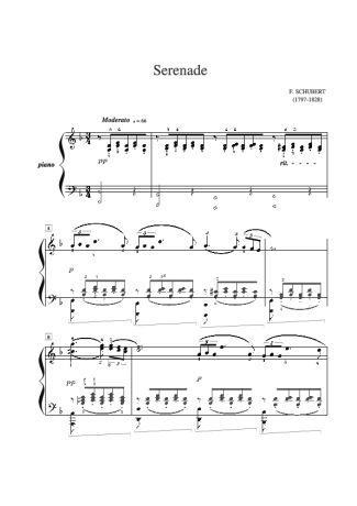 John Williams Schubert Serenade score for Piano