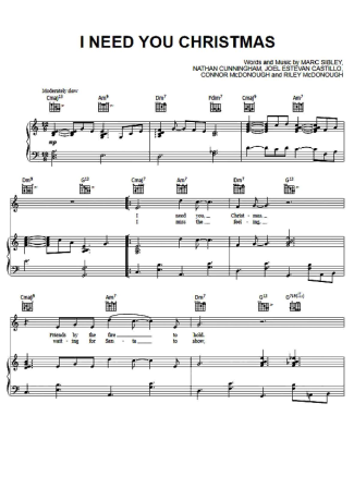 Jonas Brothers I Need You Christmas score for Piano