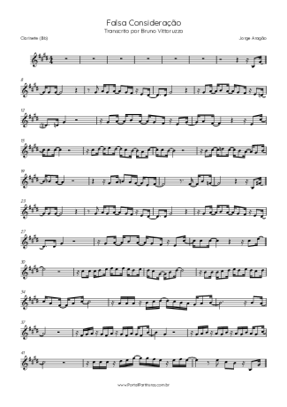 Jorge Aragão Falsa Consideração score for Clarinet (Bb)