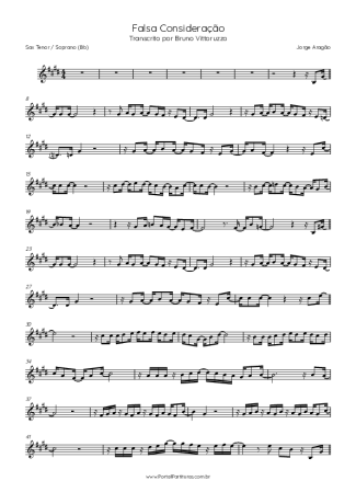 Jorge Aragão Falsa Consideração score for Tenor Saxophone Soprano (Bb)