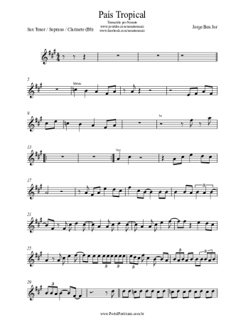 Jorge Ben Jor País Tropical score for Clarinet (Bb)