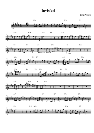 Jorge Vercillo Invisível score for Alto Saxophone