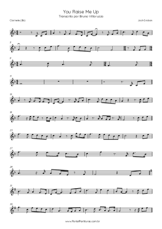 Josh Groban  score for Clarinet (Bb)
