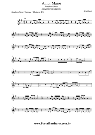 Jota Quest Amor Maior score for Tenor Saxophone Soprano (Bb)