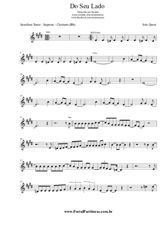 Jota Quest  score for Tenor Saxophone Soprano (Bb)