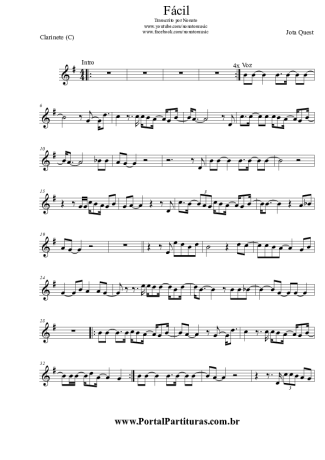 Jota Quest Fácil score for Clarinet (C)