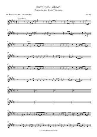 Journey Don´t Stop Believin´ score for Clarinet (Bb)