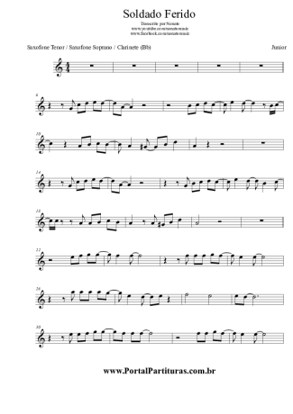 Junior (Gospel) Soldado Ferido score for Clarinet (Bb)