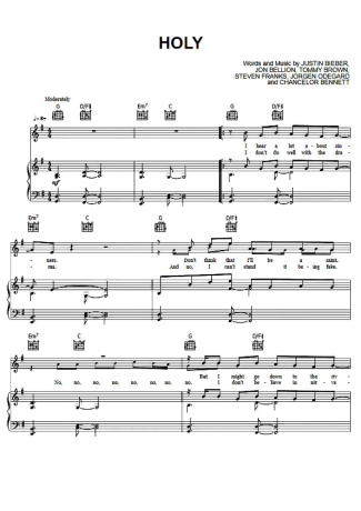 Justin Bieber Holy score for Piano