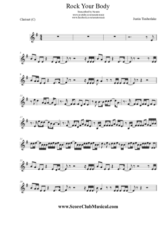 Justin Timberlake  score for Clarinet (C)
