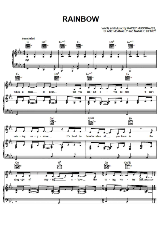 Kacey Musgraves Rainbow score for Piano