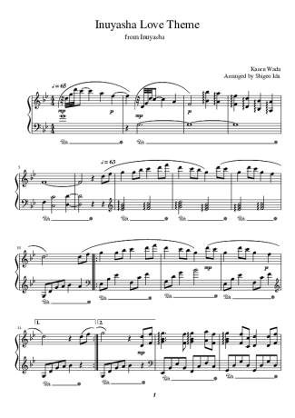 Kaoru Wada Inuyasha Love Theme score for Piano