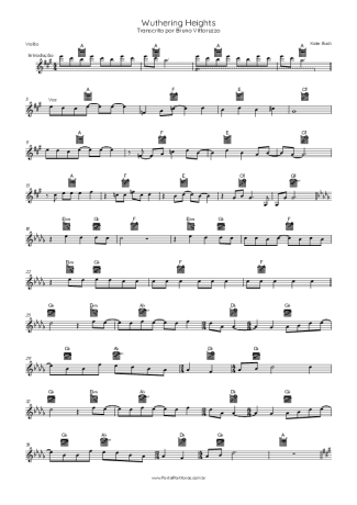 Kate Bush Wuthering Heights score for Acoustic Guitar