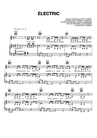 Katy Perry Electric score for Piano