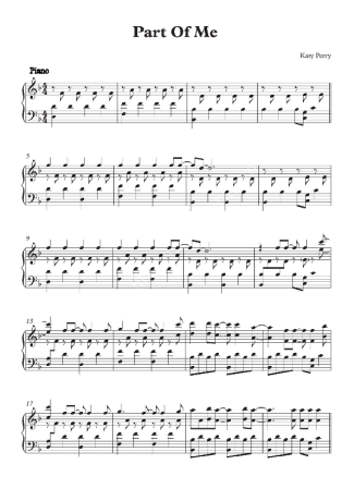 Katy Perry Part of Me score for Piano