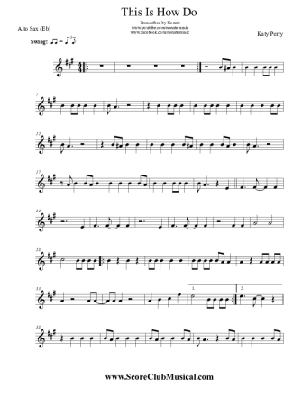 Katy Perry This Is How We Do score for Alto Saxophone