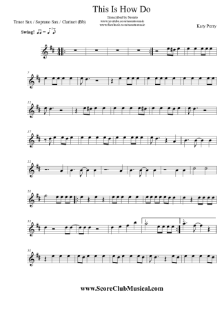 Katy Perry This Is How We Do score for Clarinet (Bb)