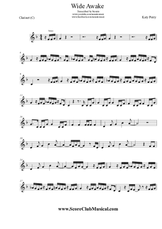 Katy Perry Wide Awake score for Clarinet (C)