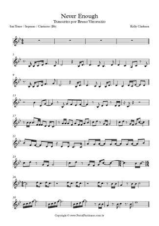 Kelly Clarkson  score for Tenor Saxophone Soprano (Bb)