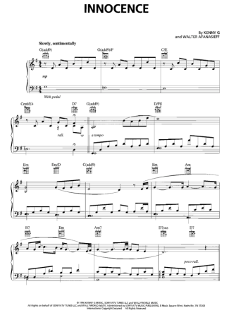 Kenny G Innocence score for Piano