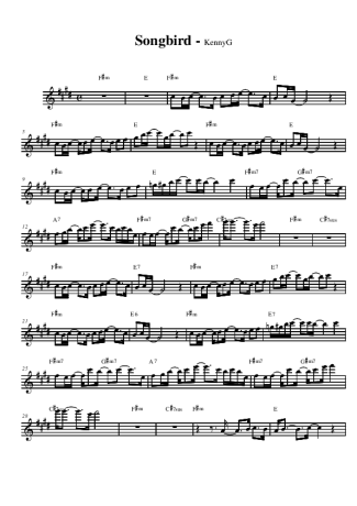 Kenny G Songbird score for Alto Saxophone