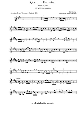 Kid Abelha  score for Tenor Saxophone Soprano (Bb)