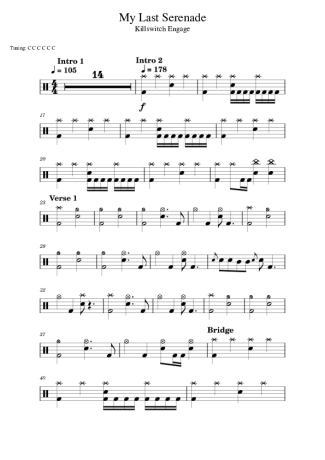 Killswitch Engage My Last Serenade score for Drums