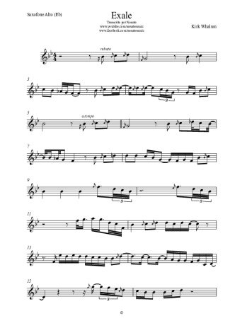 Kirk Whalum Exale (Shoop Shoop) score for Alto Saxophone