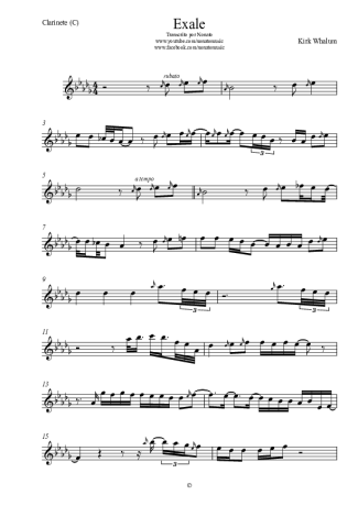 Kirk Whalum Exale (Shoop Shoop) score for Clarinet (C)