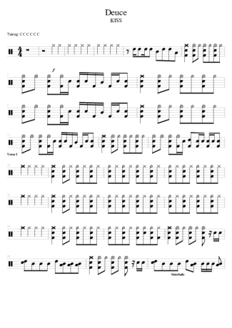 Kiss Deuce score for Drums