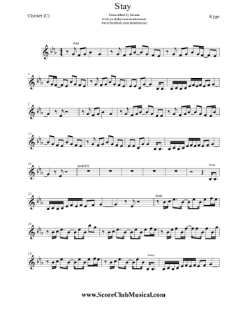 Kygo  score for Clarinet (C)